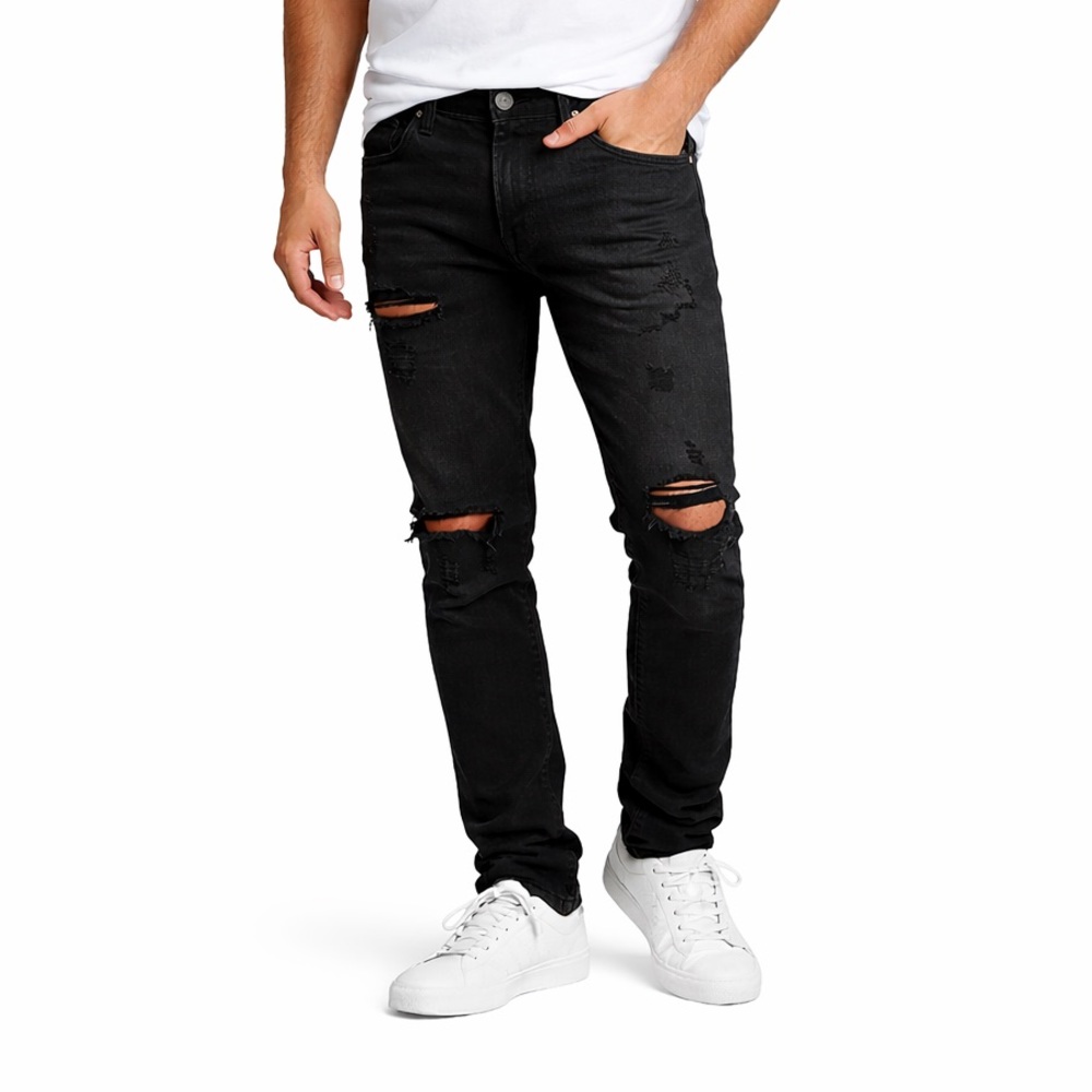 RSQ men’s Skinny Black Distressed Jeans size W28xL32 Stretch Ripped‎ Denim